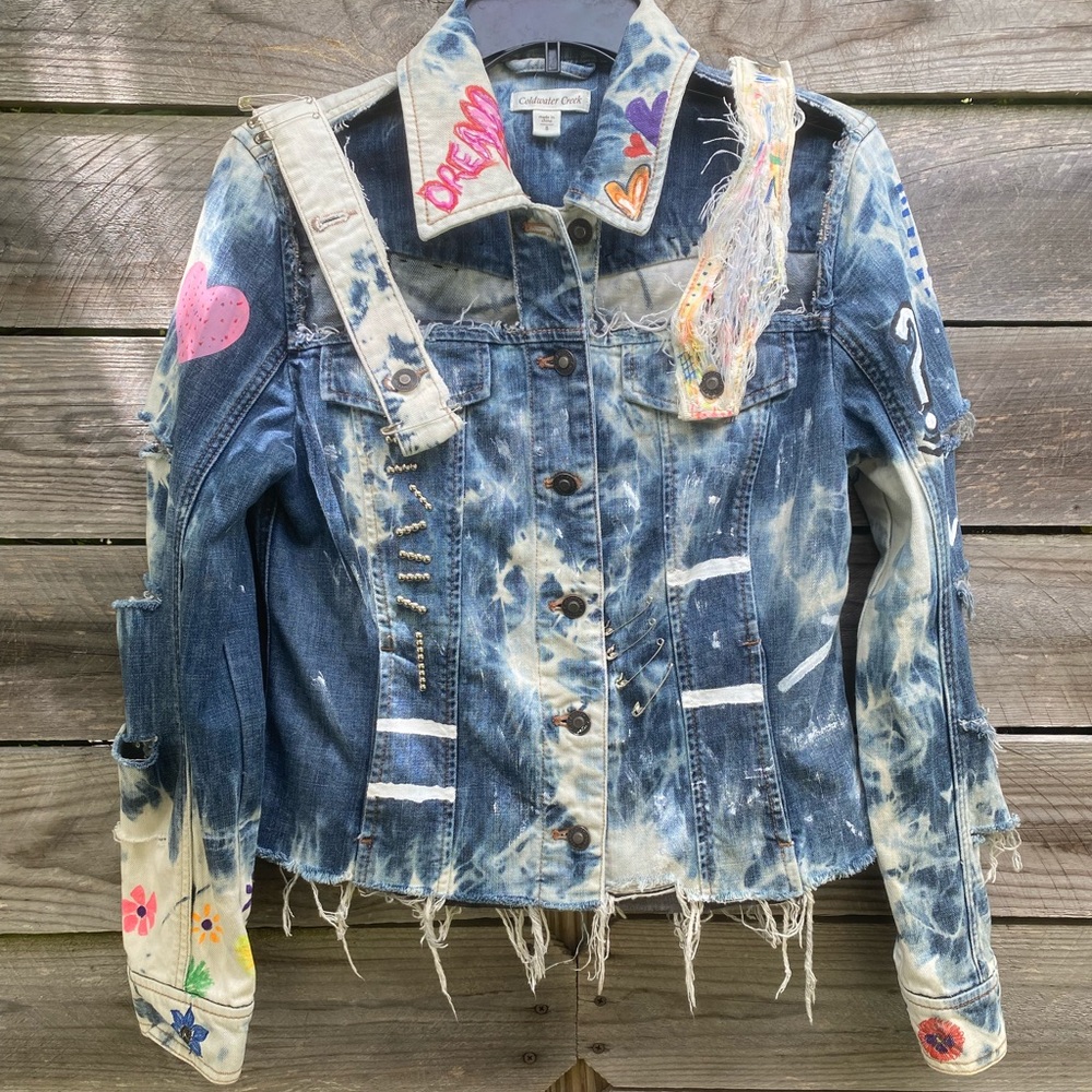 Custom hand painted Cropped Jean Jacket